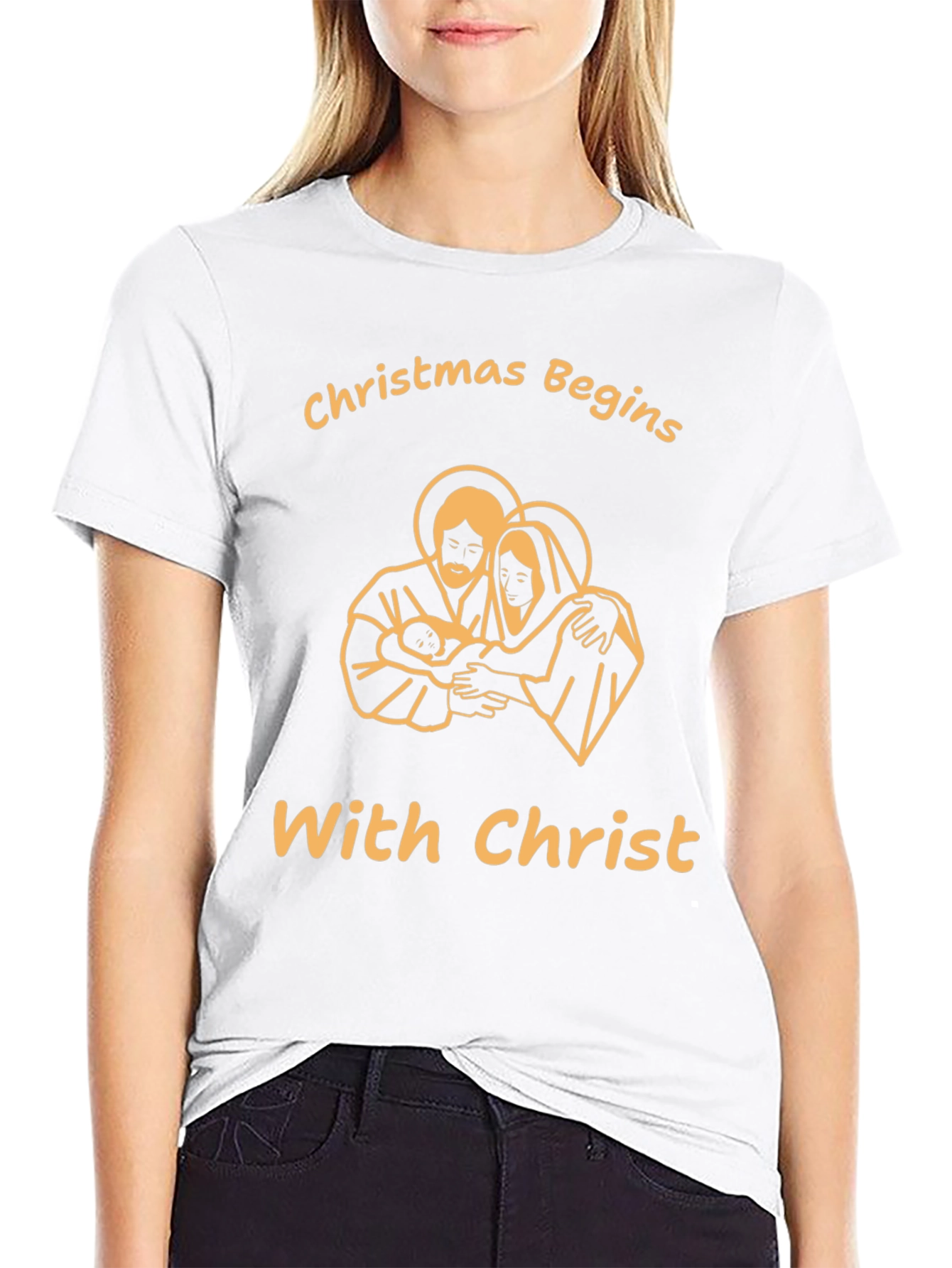 Christmas Begins With Christ Black T-Shirt
