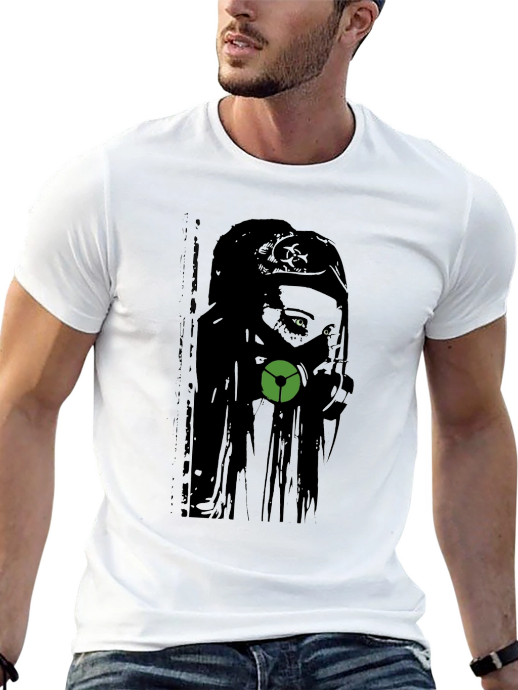 Gas Mask Girl Graphic Tee - Black Cotton T-Shirt