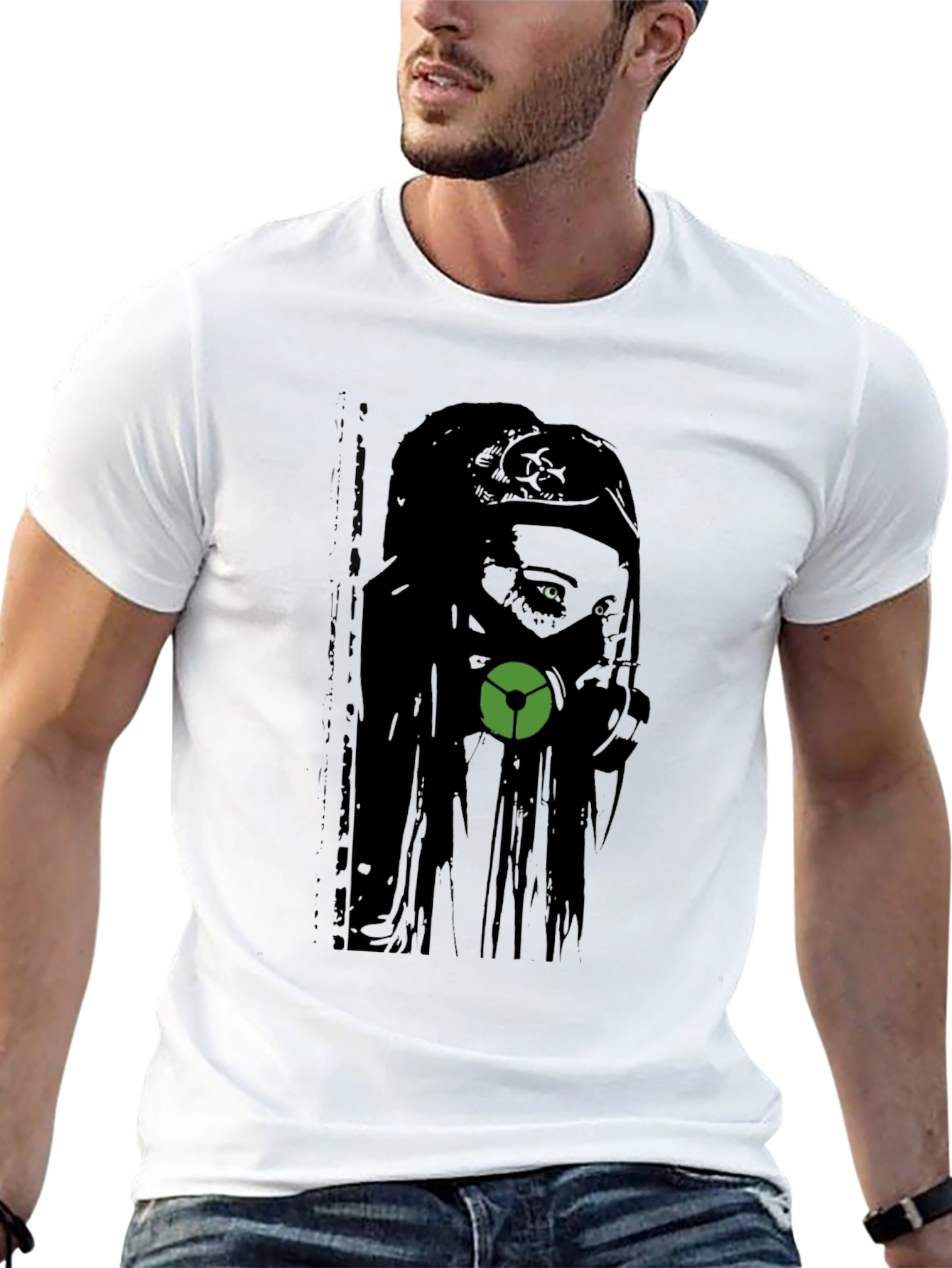 Gas Mask Girl Graphic Tee - Black Cotton T-Shirt