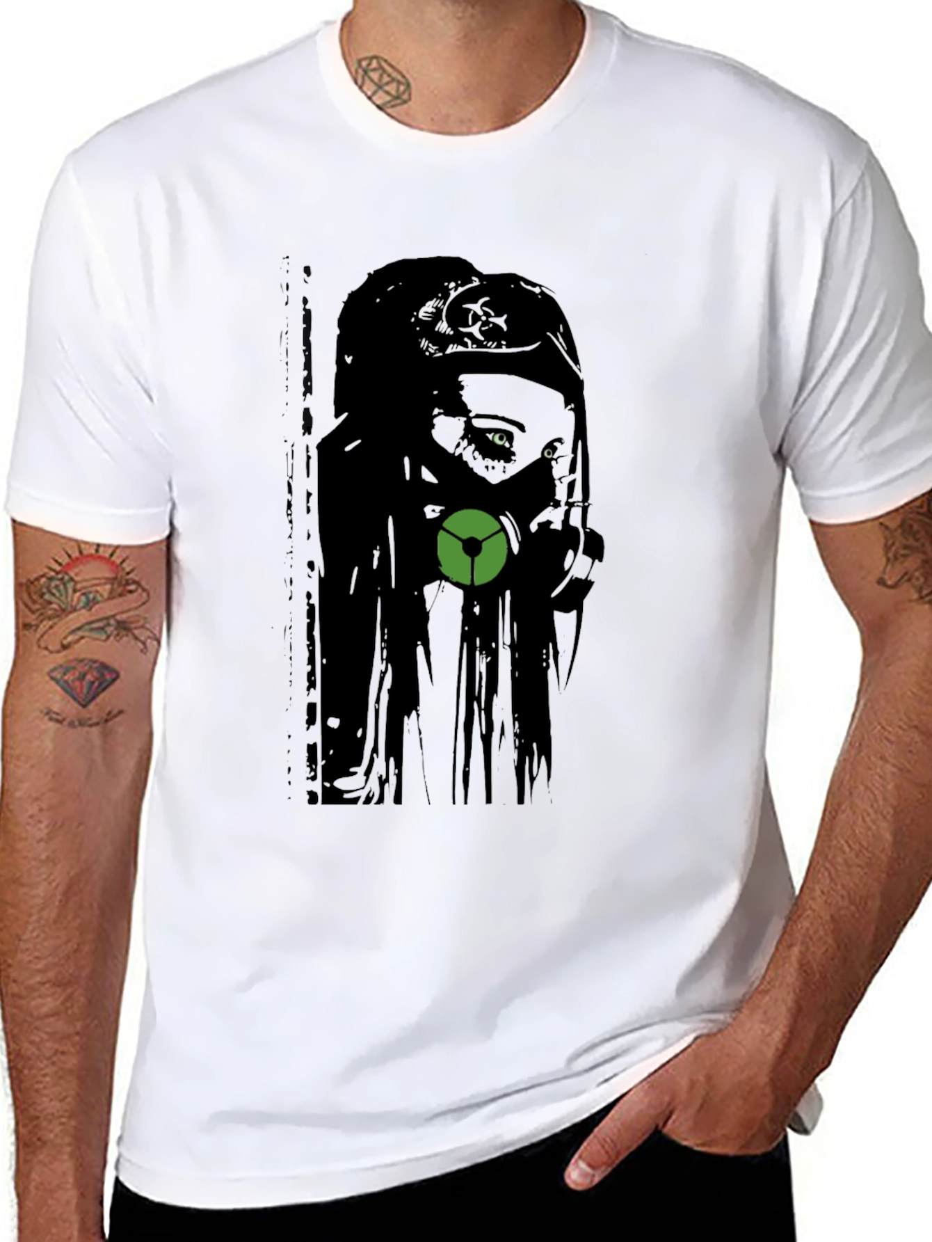 Gas Mask Girl Graphic Tee - Black Cotton T-Shirt