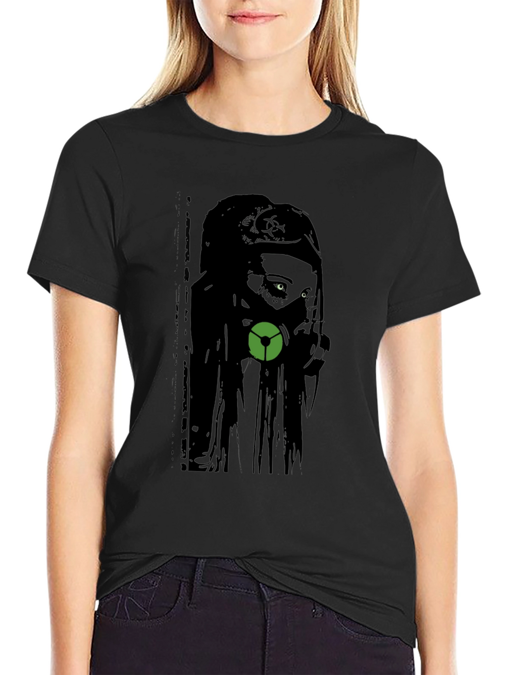 Gas Mask Girl Graphic Tee - Black Cotton T-Shirt