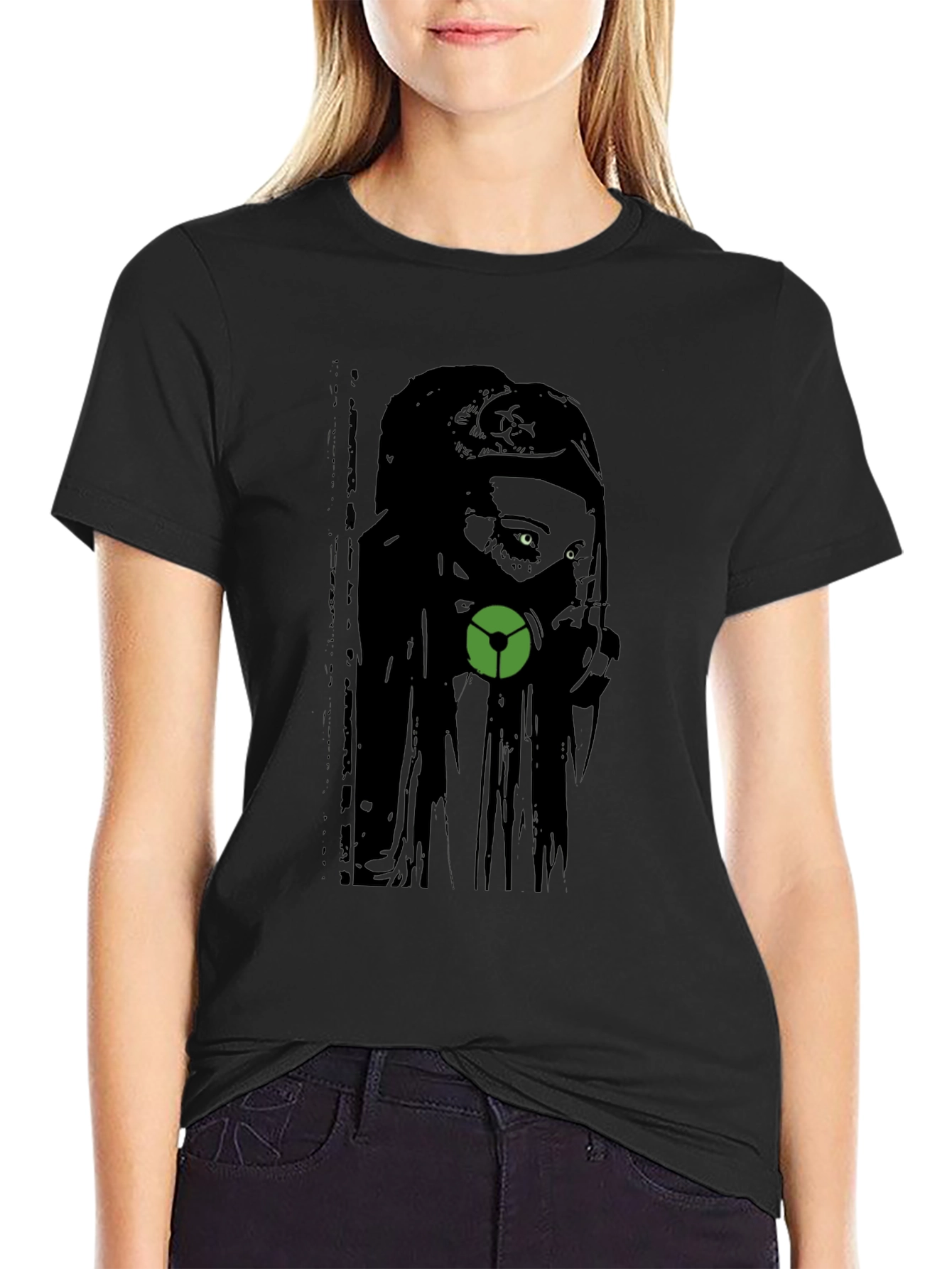 Gas Mask Girl Graphic Tee - Black Cotton T-Shirt