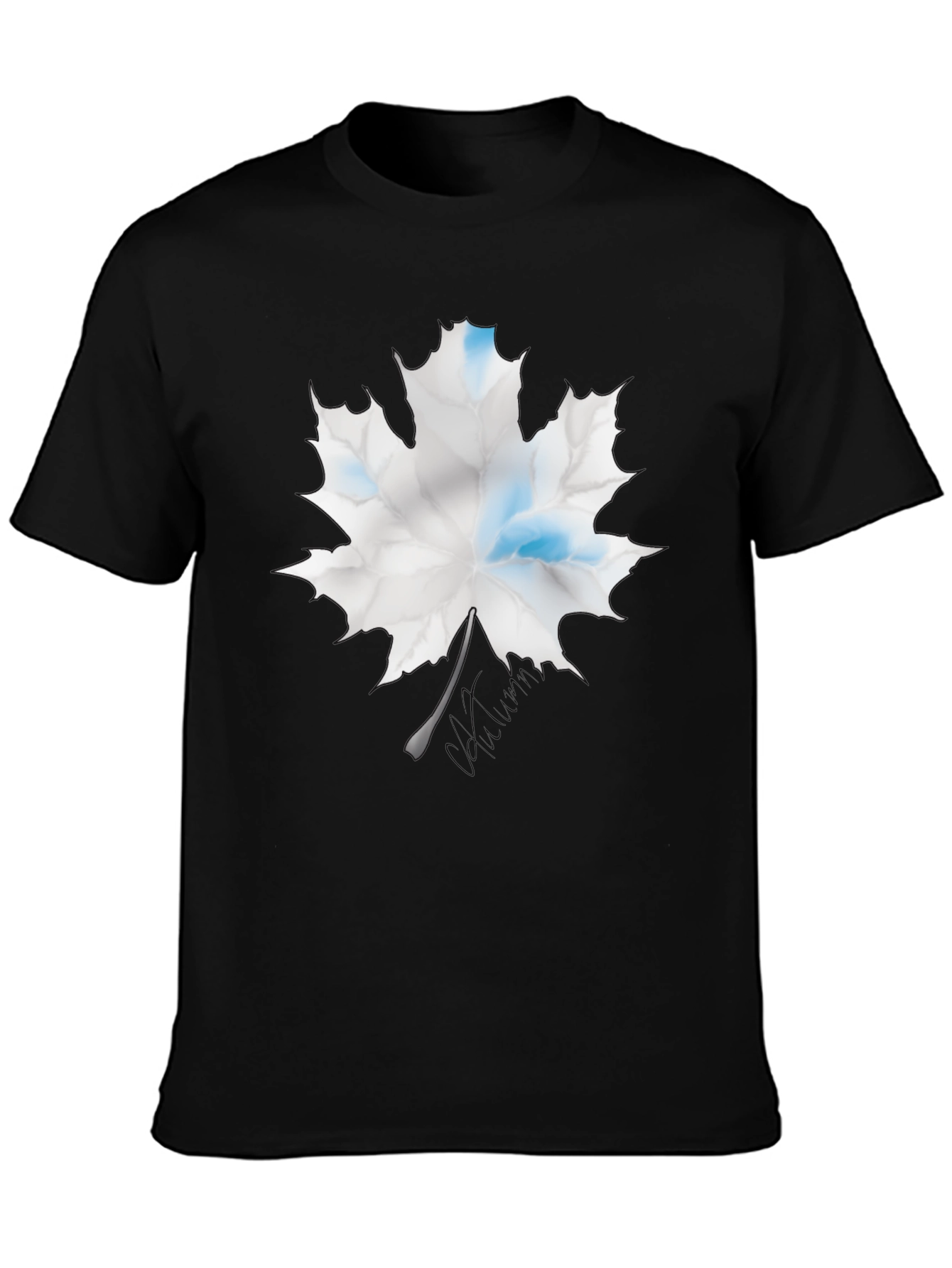 Maple Leaf Graphic Print Black T-Shirt