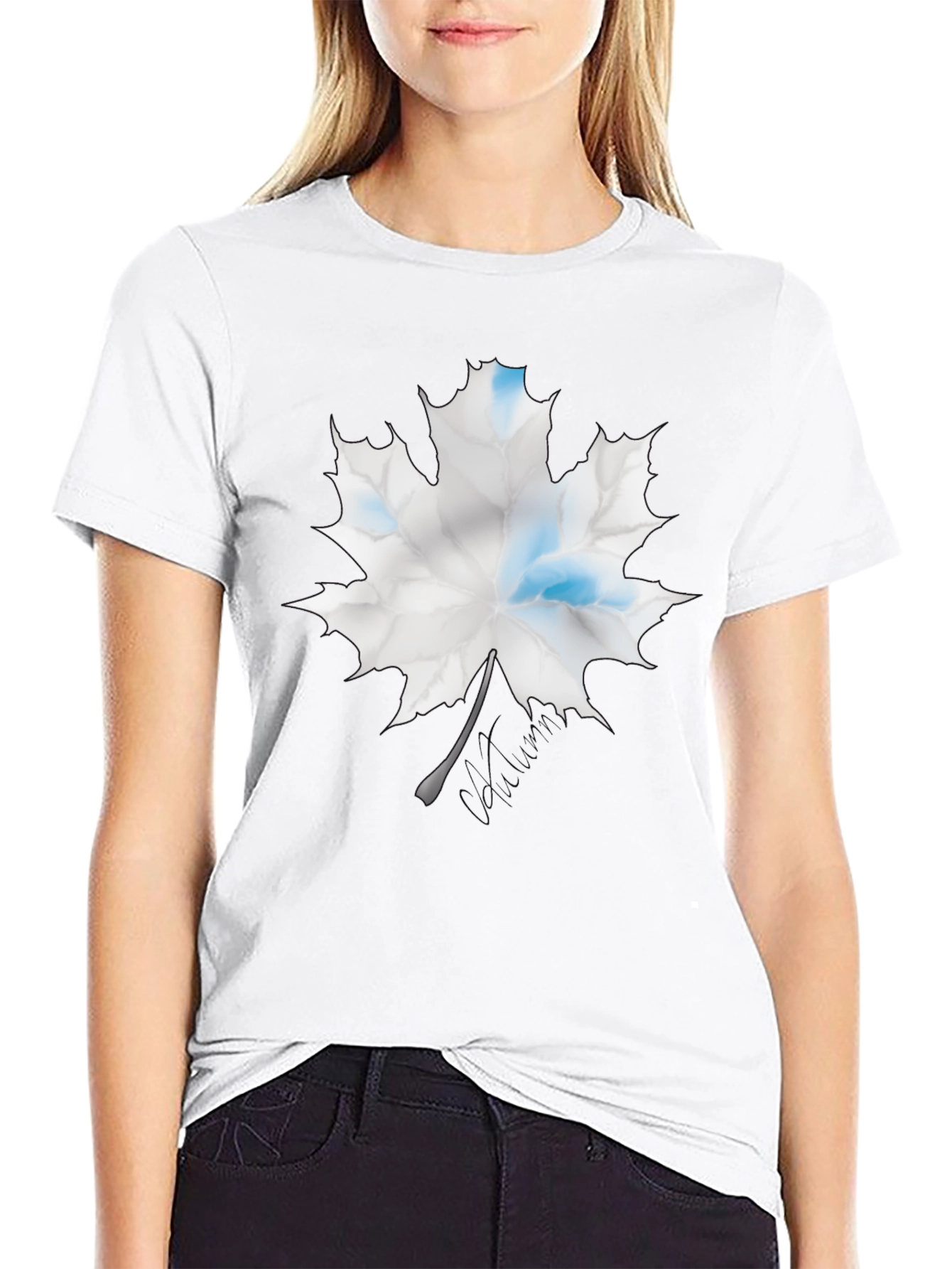 Maple Leaf Graphic Print Black T-Shirt
