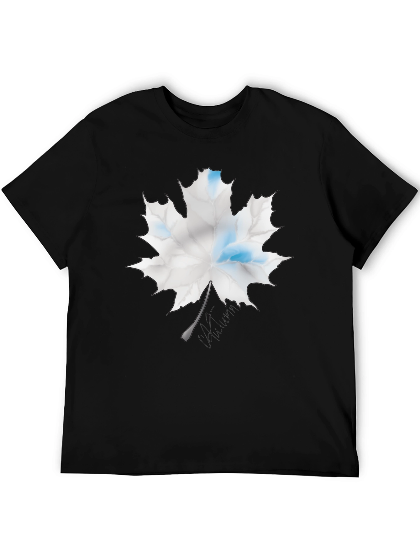 Maple Leaf Graphic Print Black T-Shirt