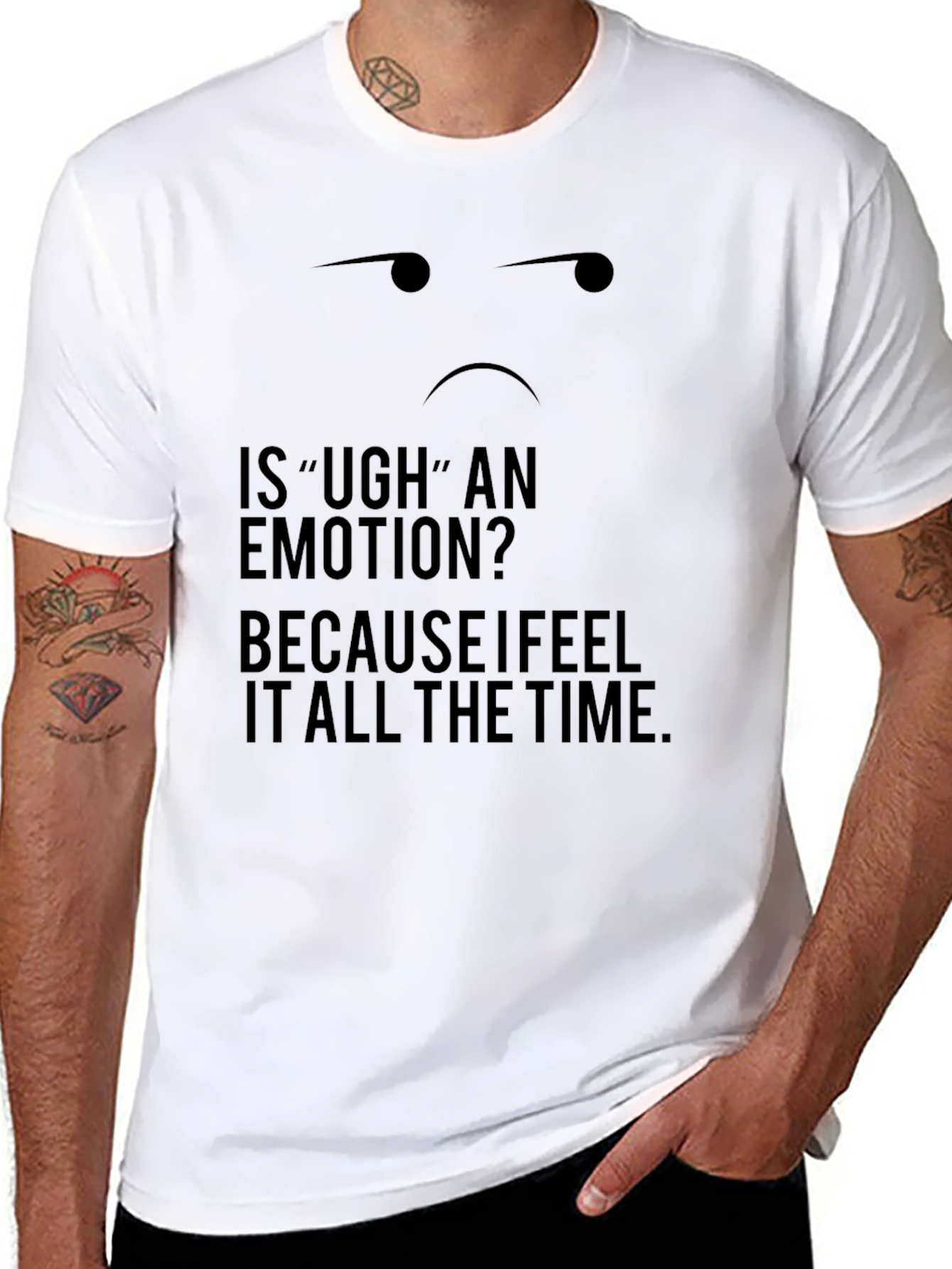 Ugh Emotion Black T-Shirt - Funny Sarcastic Tee