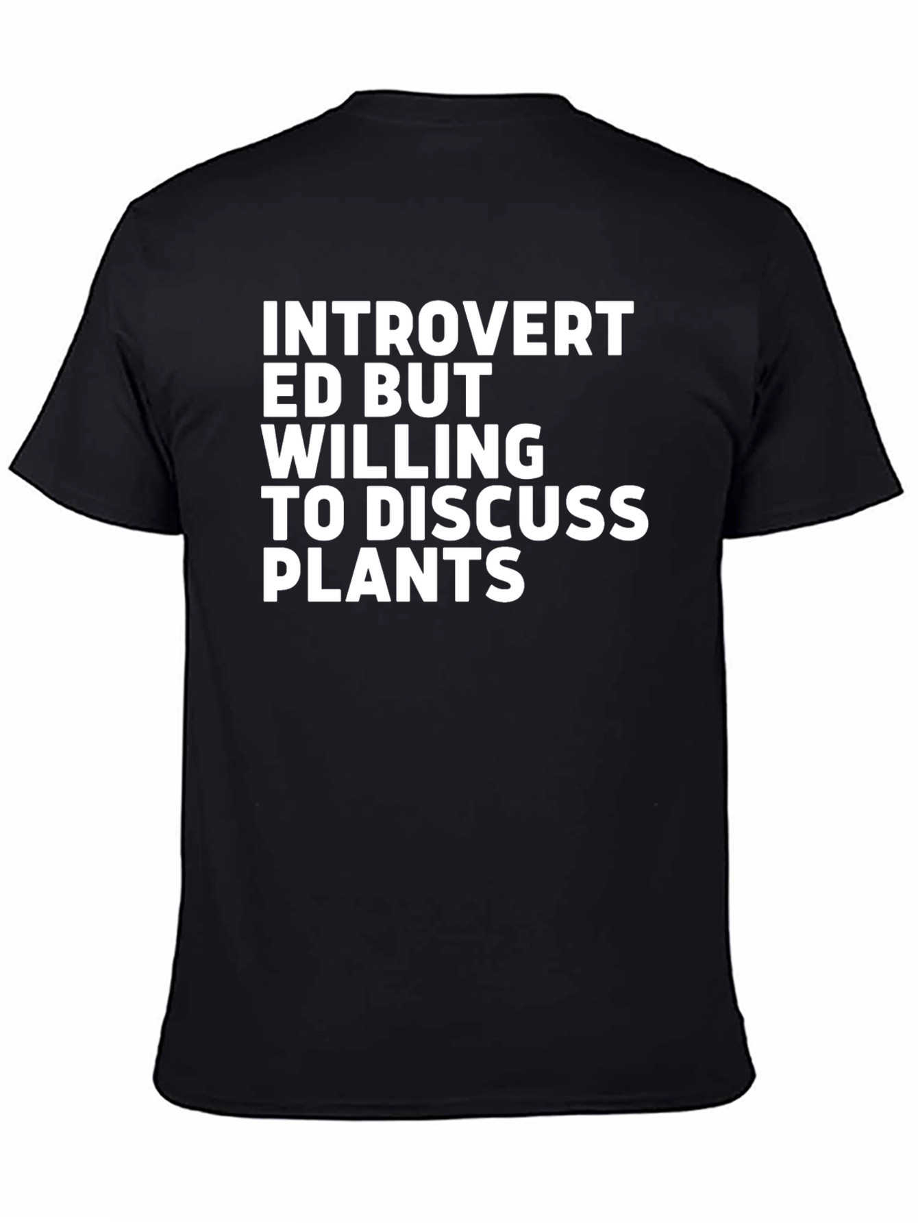 Introvert Plants Graphic Tee - Soft Black Cotton T-Shirt