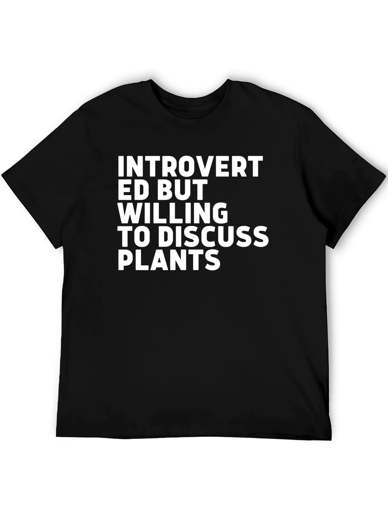 Introvert Plants Graphic Tee - Soft Black Cotton T-Shirt