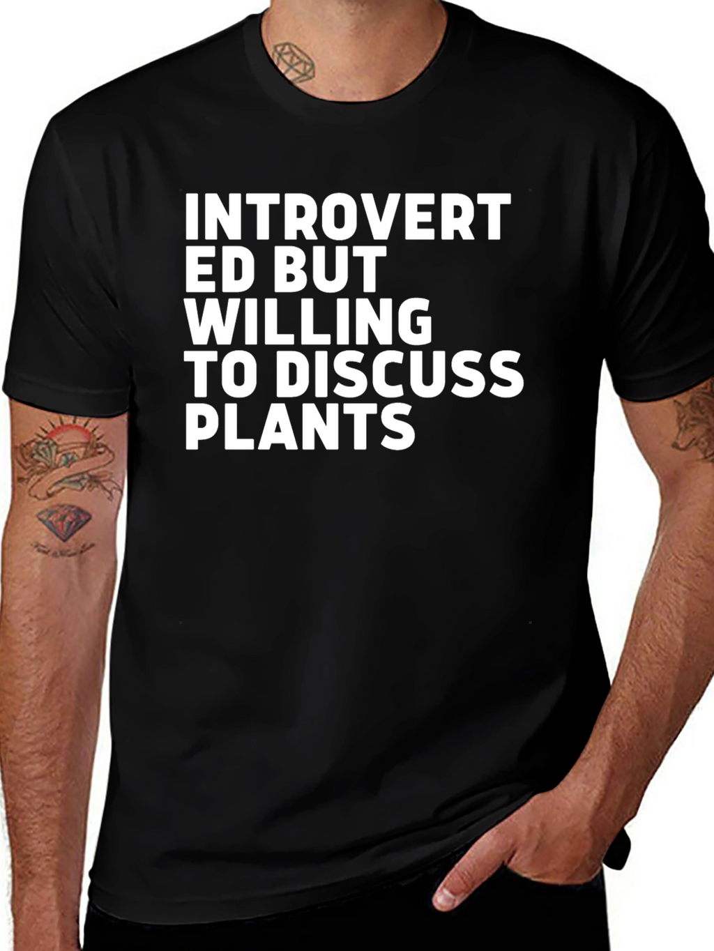 Introvert Plants Graphic Tee - Soft Black Cotton T-Shirt