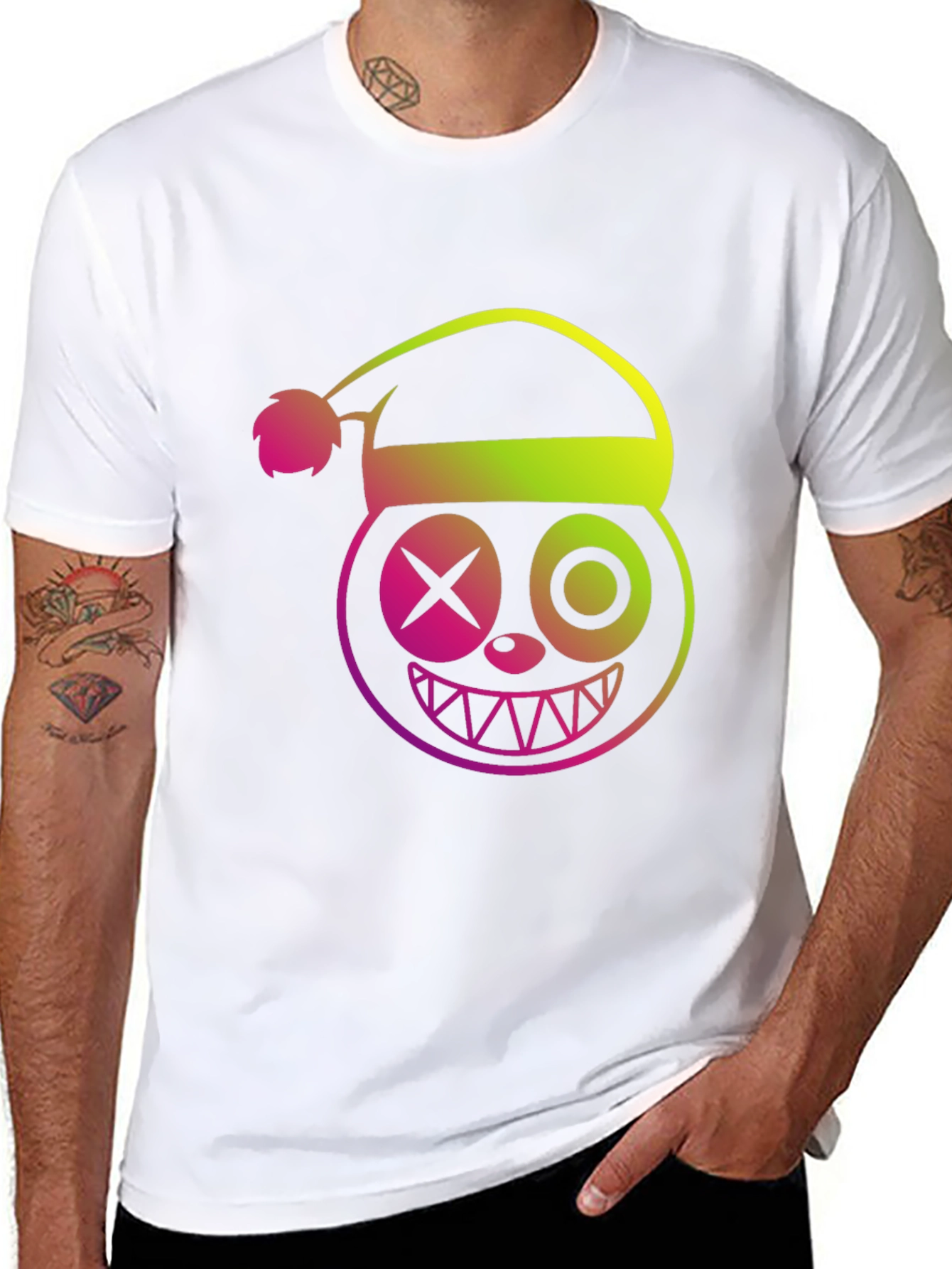 Crazy Christmas Santa Hat Graphic T-Shirt
