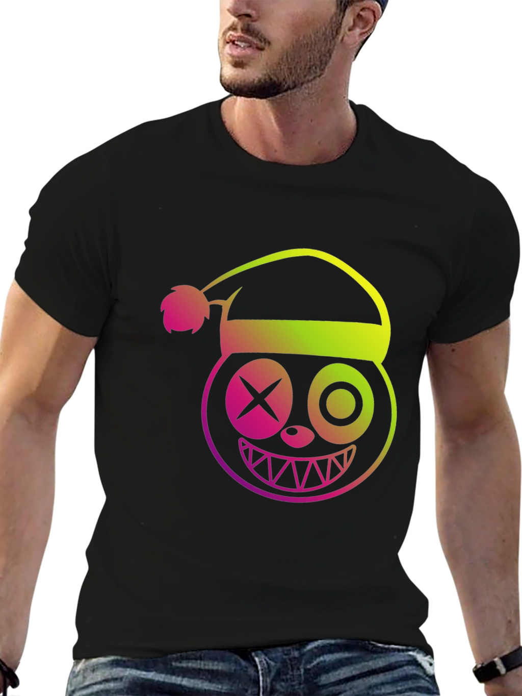 Crazy Christmas Santa Hat Graphic T-Shirt