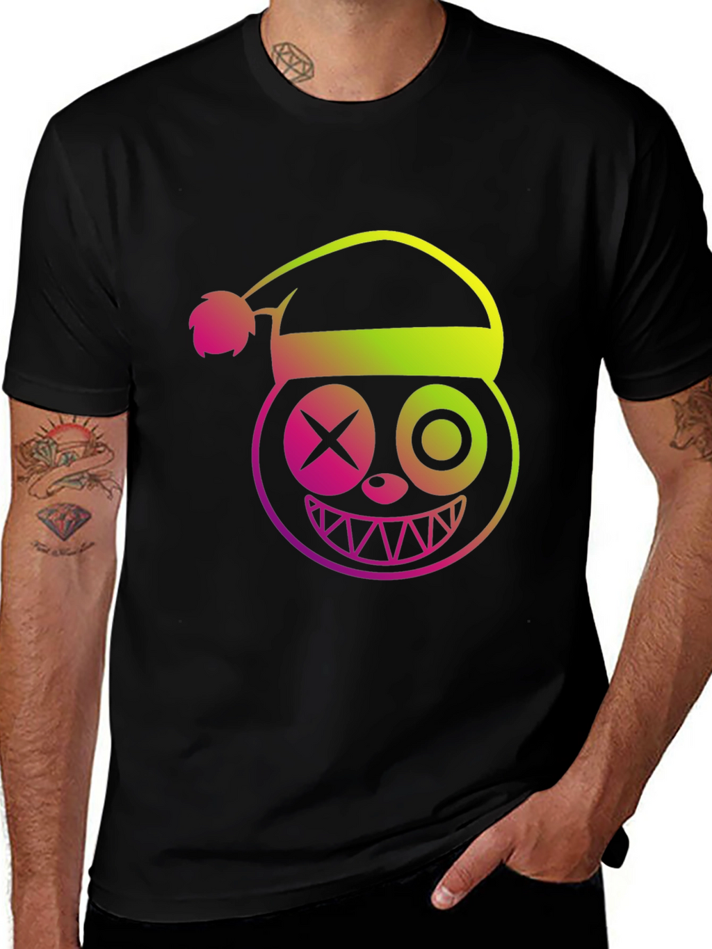 Crazy Christmas Santa Hat Graphic T-Shirt