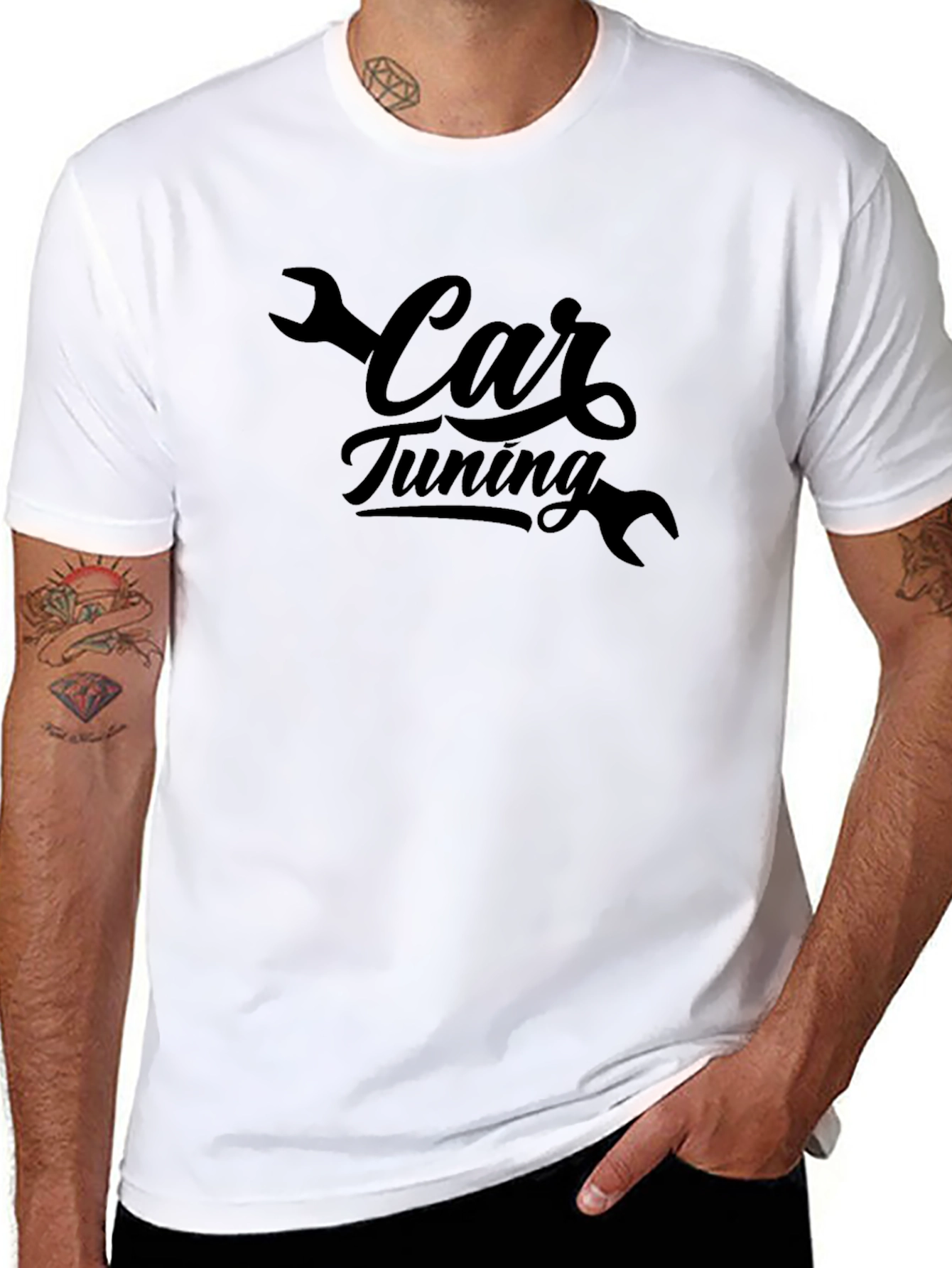 Car Tuning Black T-Shirt - Mechanic Style