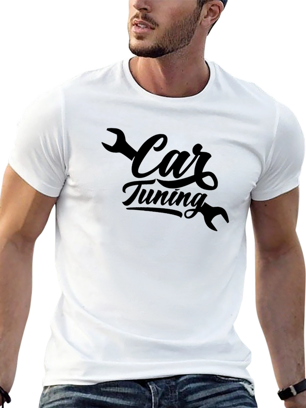Car Tuning Black T-Shirt - Mechanic Style