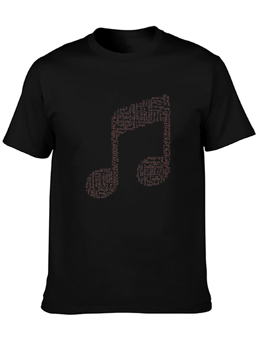 Musical Note Word Art Mens Black T-Shirt