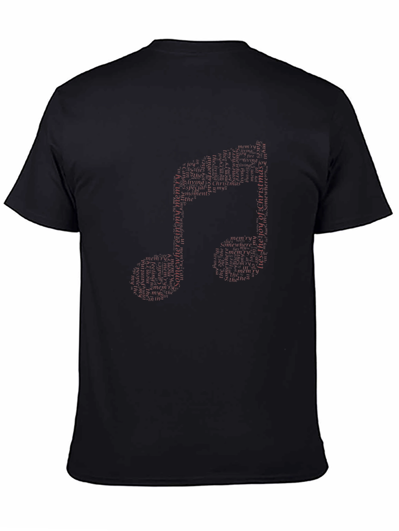 Musical Note Word Art Mens Black T-Shirt