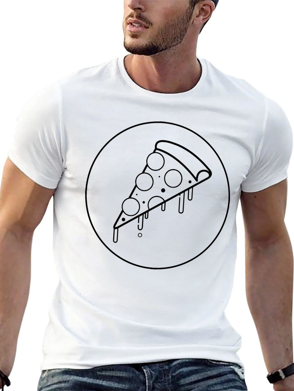 Pizza Slice Graphic Tee - Casual Black T-Shirt