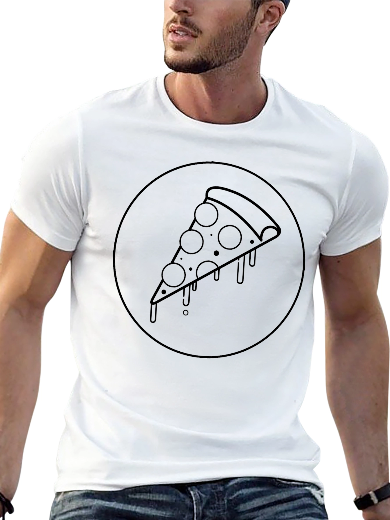 Pizza Slice Graphic Tee - Casual Black T-Shirt