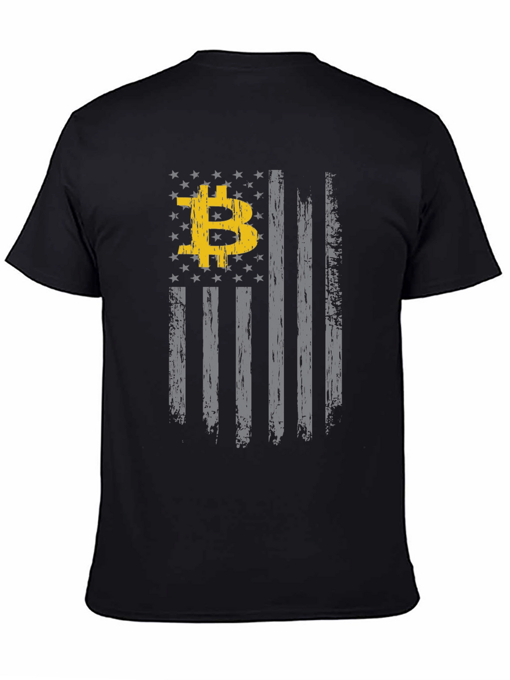 Bitcoin USA Flag Graphic Black T-Shirt