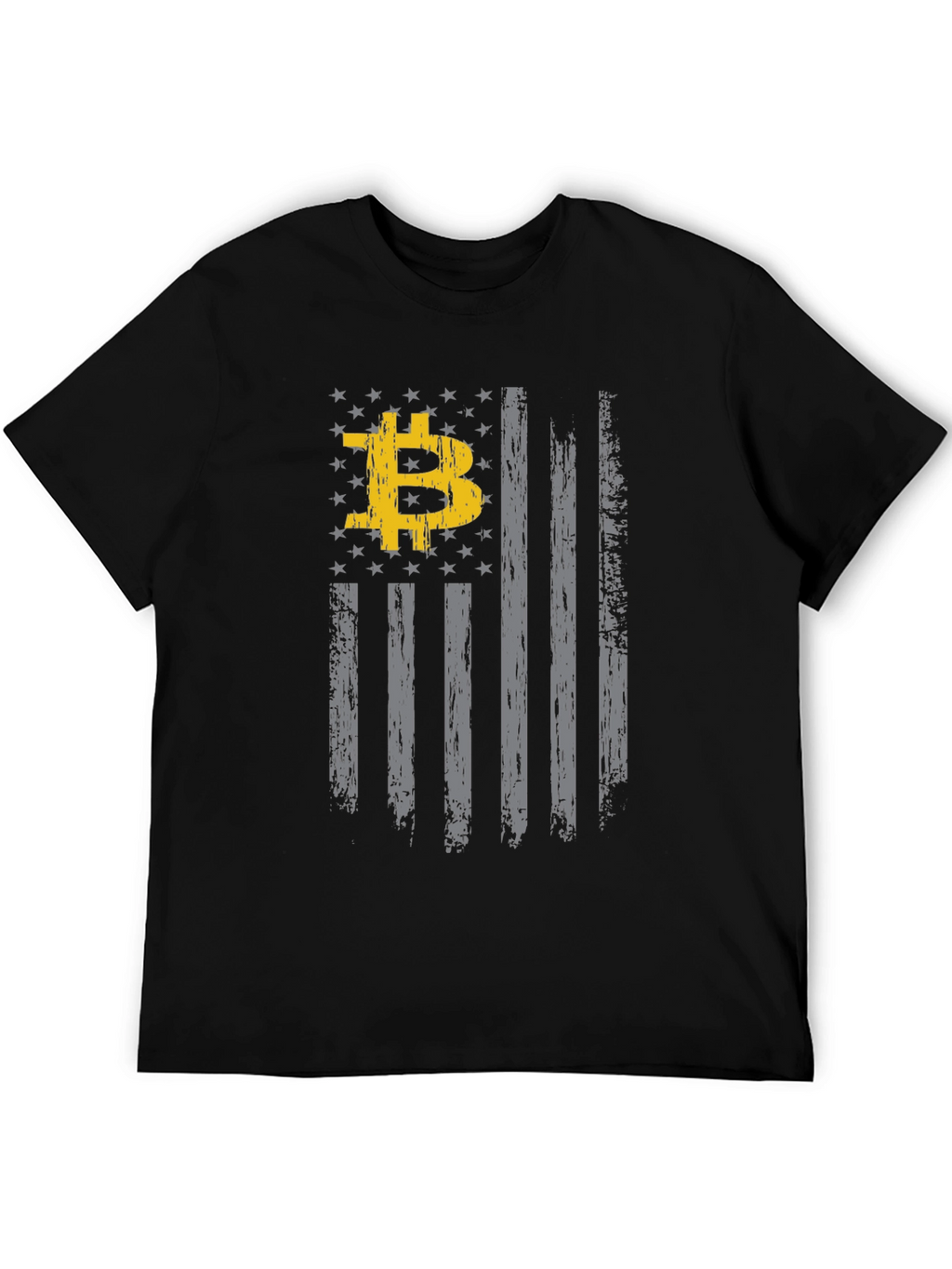 Bitcoin USA Flag Graphic Black T-Shirt