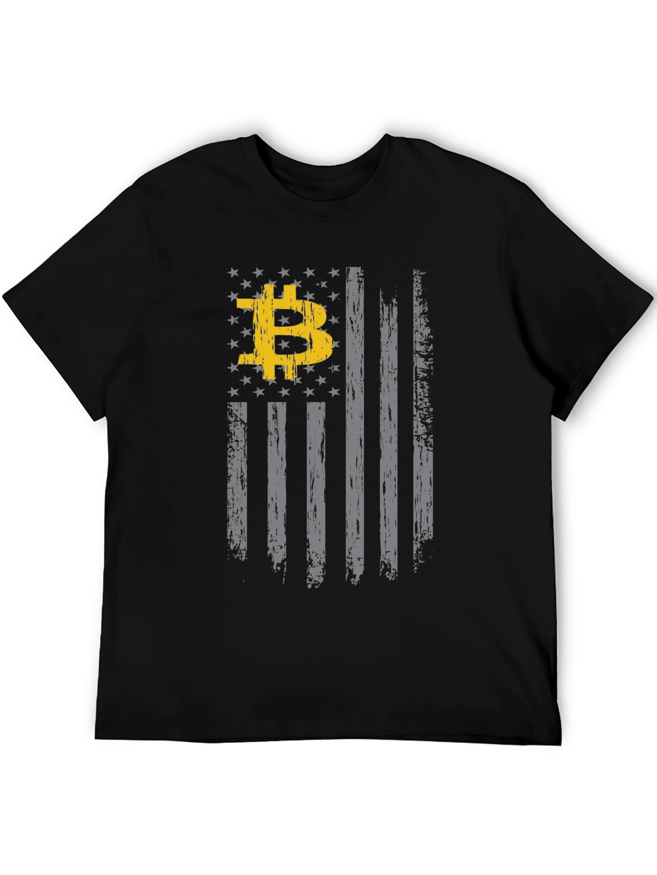 Bitcoin USA Flag Graphic Black T-Shirt