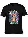 Tune Into Nature Black Graphic T-Shirt