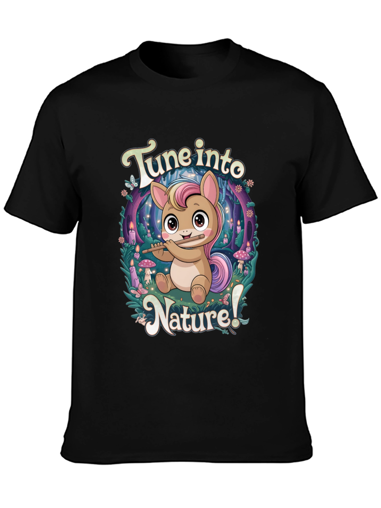 Tune Into Nature Black Graphic T-Shirt