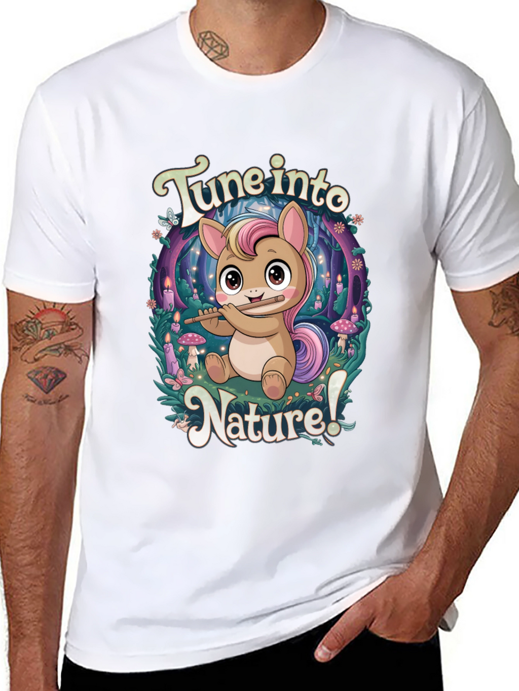 Tune Into Nature Black Graphic T-Shirt