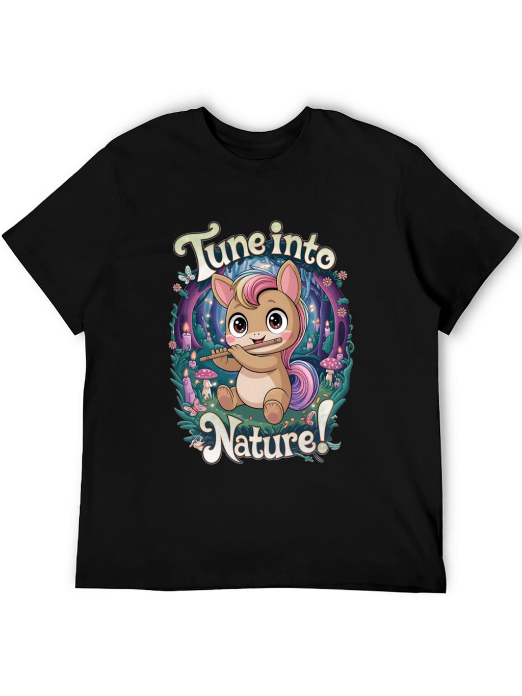 Tune Into Nature Black Graphic T-Shirt