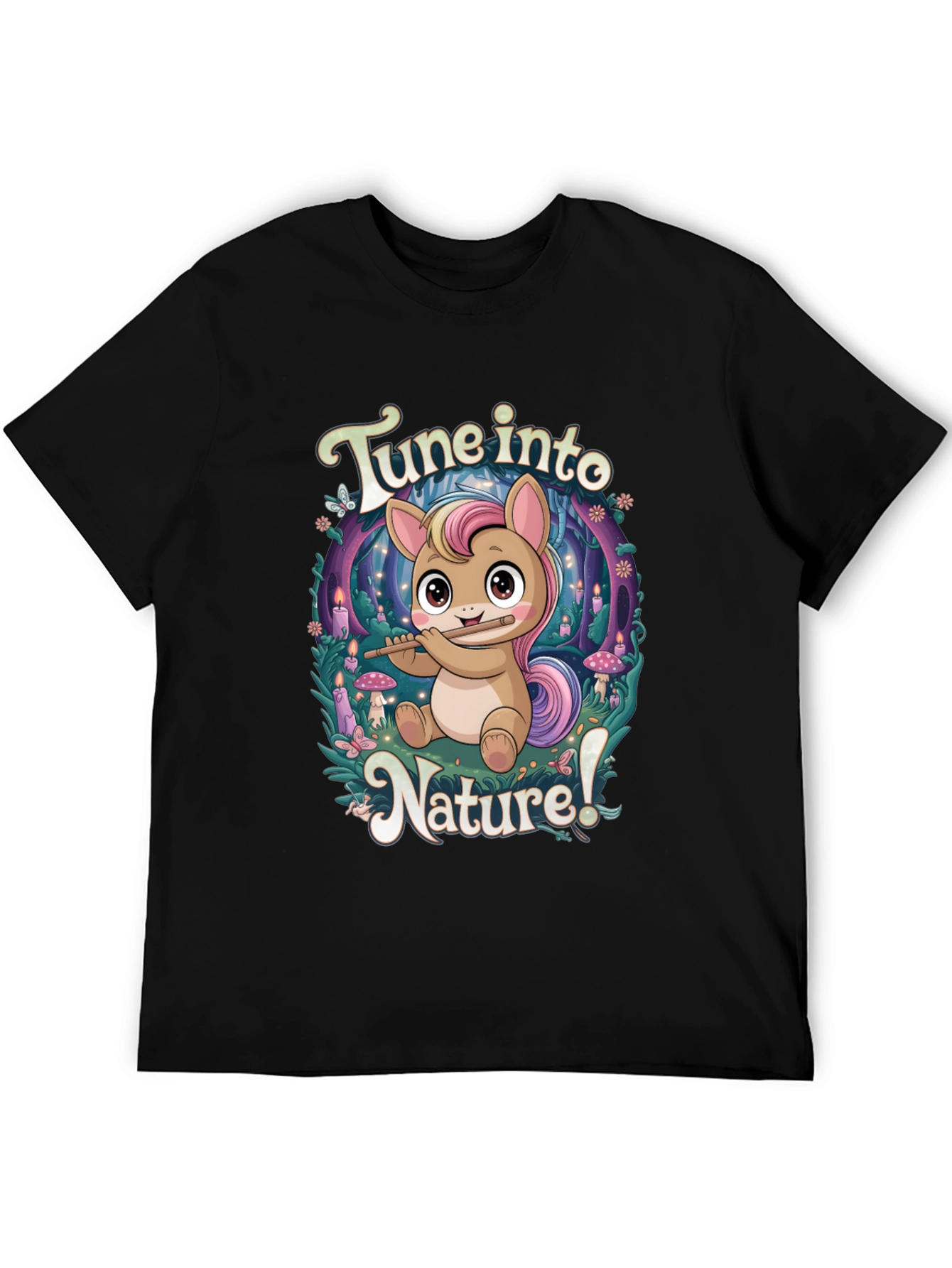 Tune Into Nature Black Graphic T-Shirt