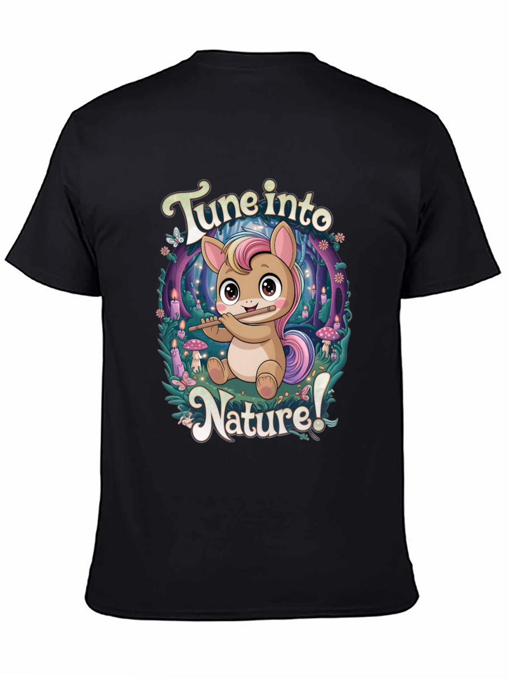 Tune Into Nature Black Graphic T-Shirt