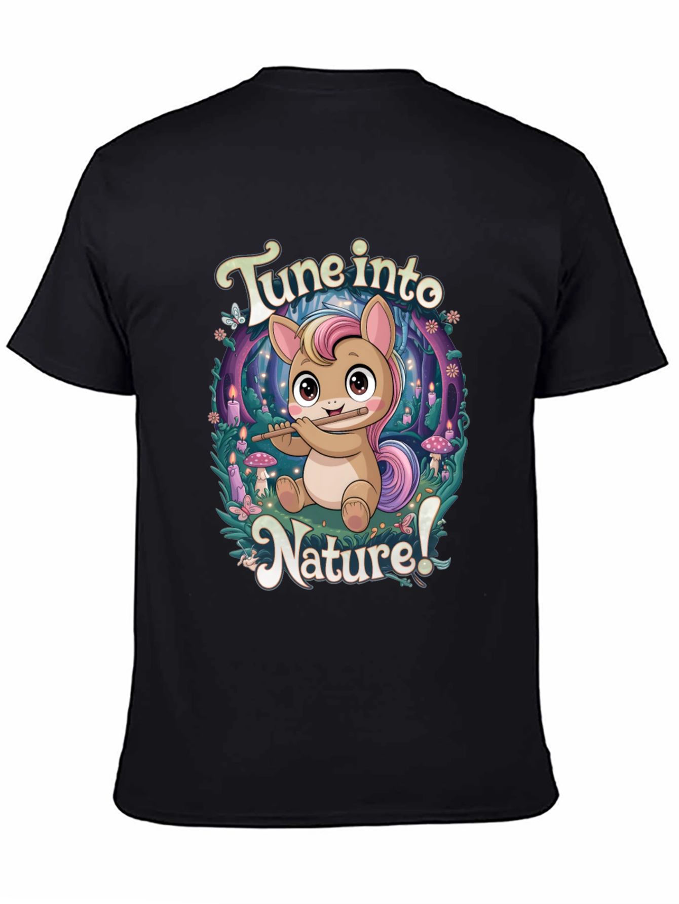 Tune Into Nature Black Graphic T-Shirt