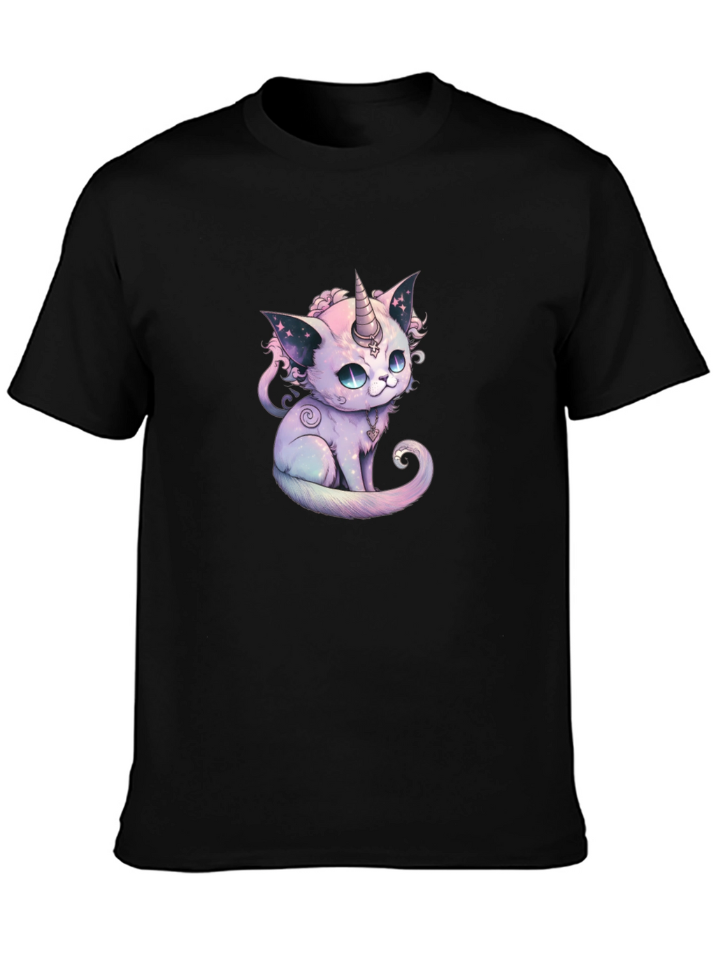 Unicorn Cat Graphic Black T-Shirt