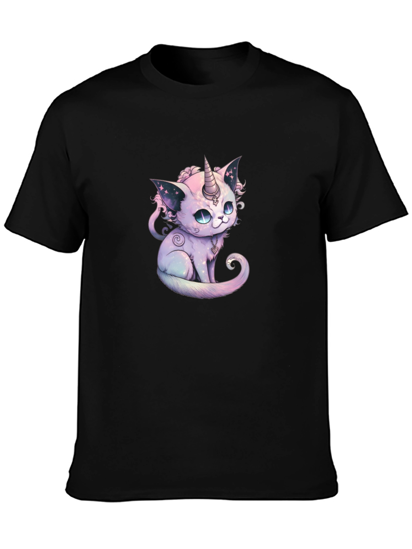 Unicorn Cat Graphic Black T-Shirt