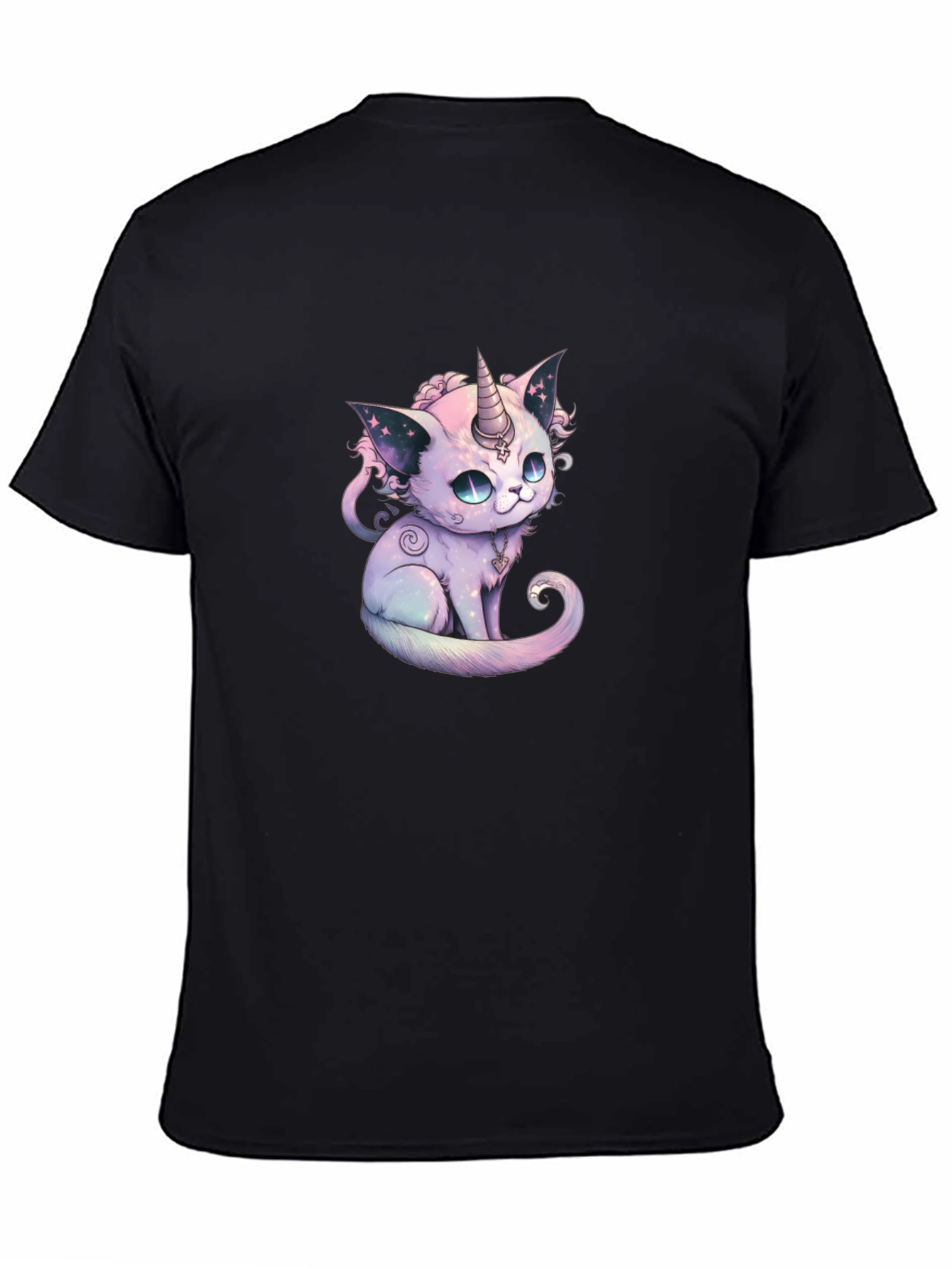 Unicorn Cat Graphic Black T-Shirt