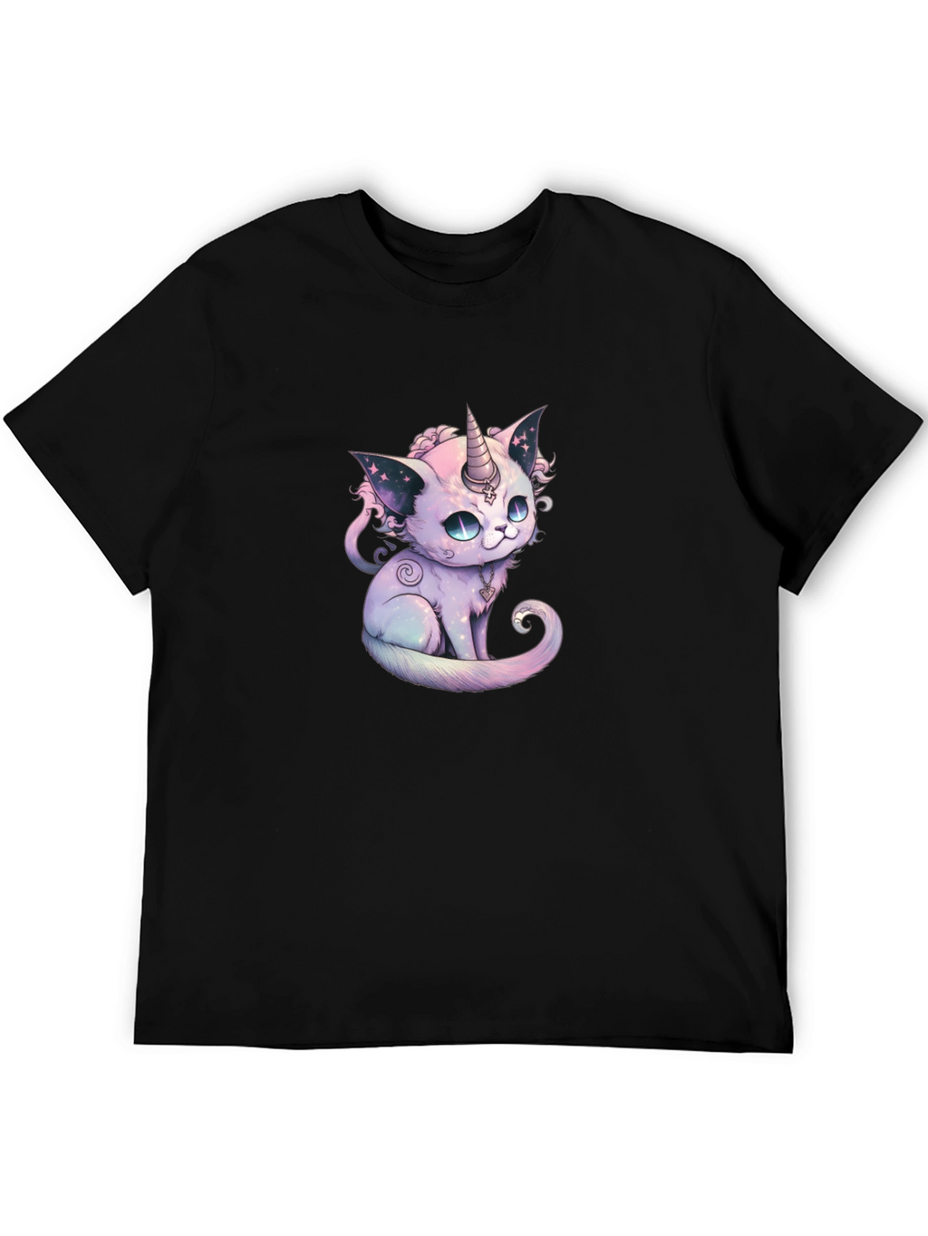 Unicorn Cat Graphic Black T-Shirt