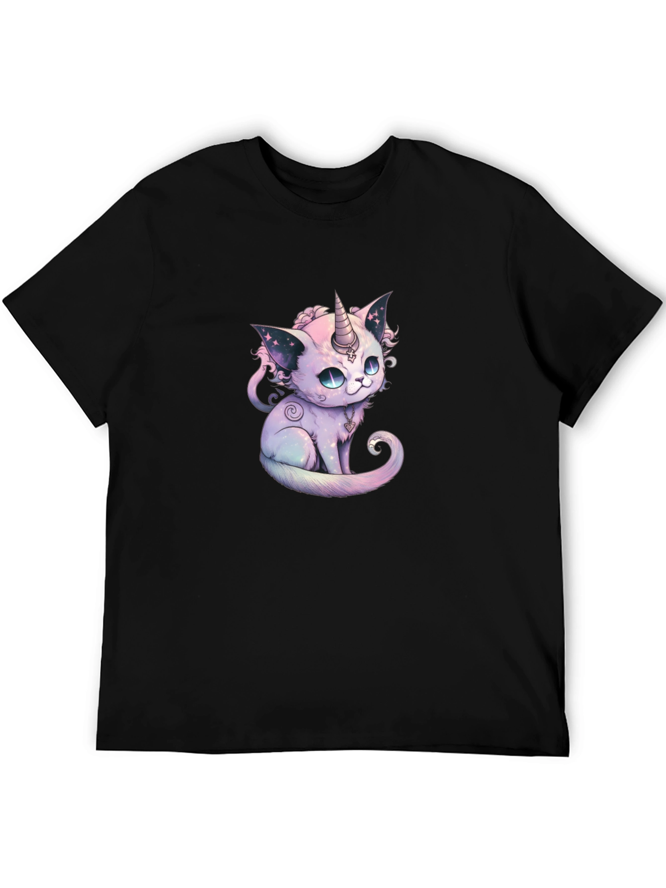 Unicorn Cat Graphic Black T-Shirt