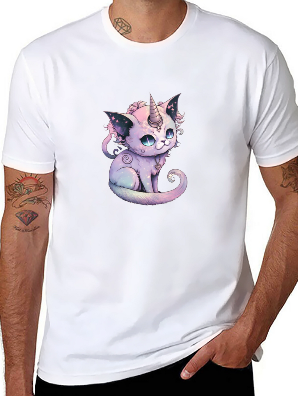 Unicorn Cat Graphic Black T-Shirt