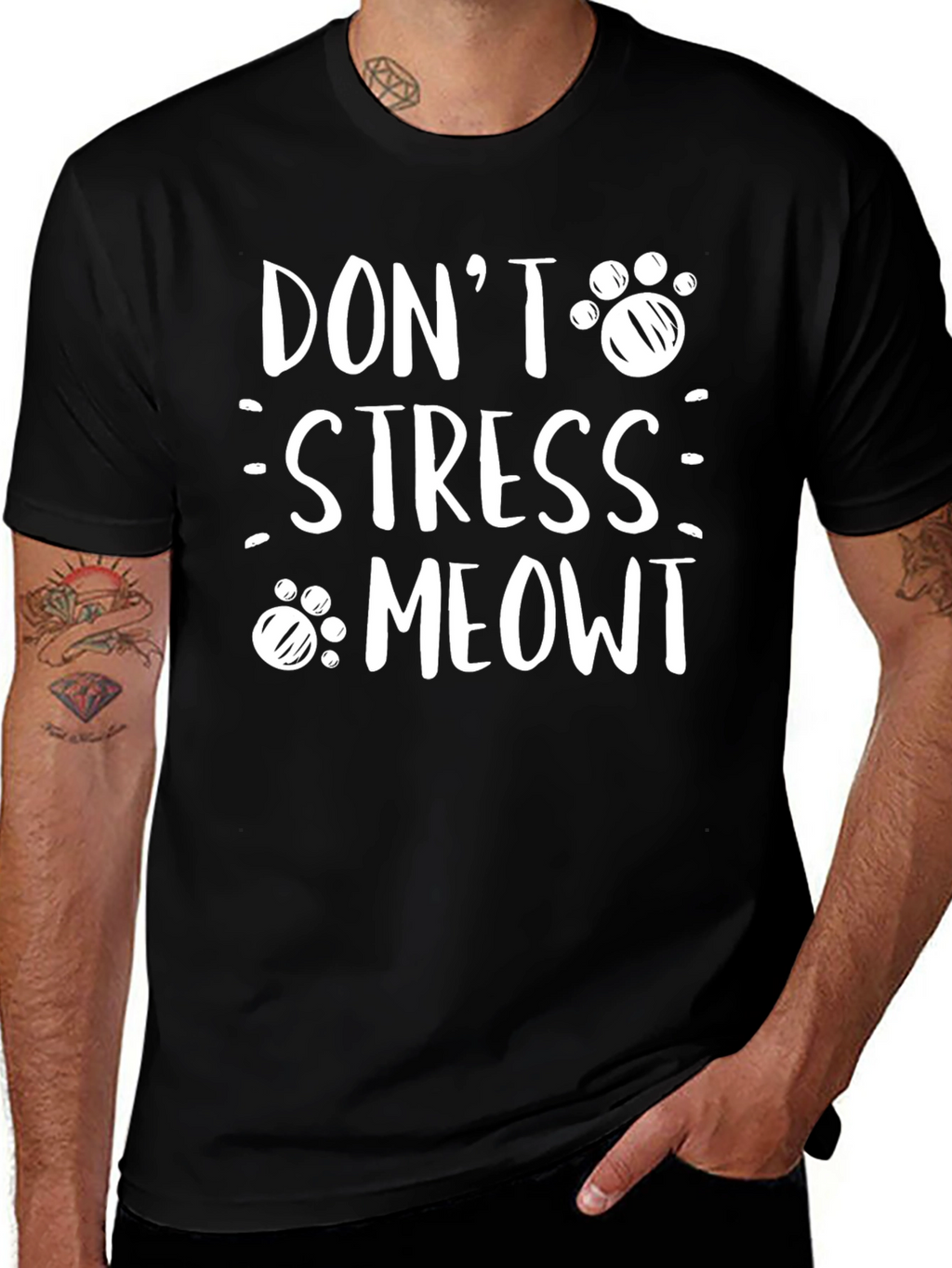 Dont Stress Meowt Black T-Shirt