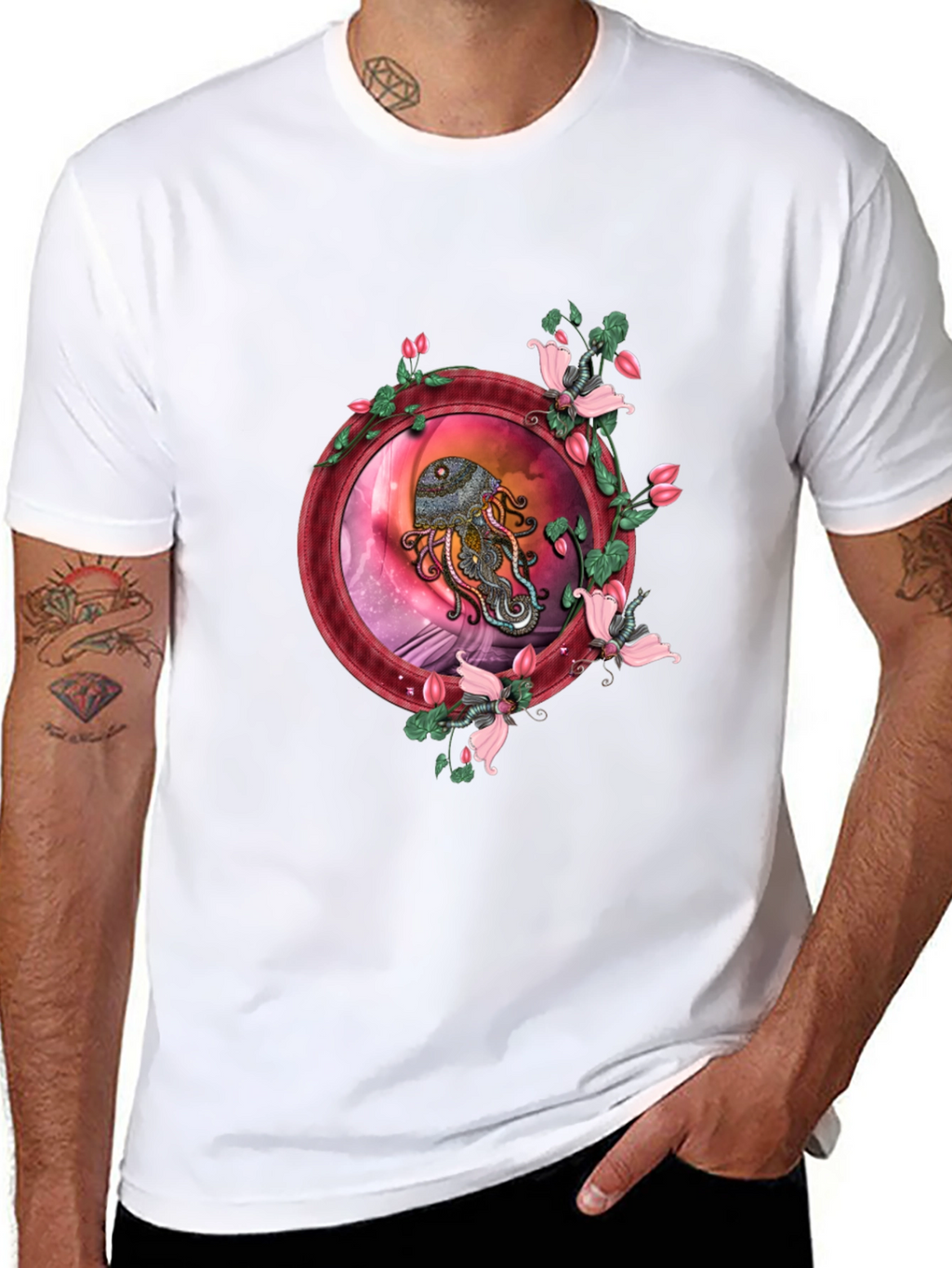 Octopus Floral Graphic Tee - Unique Design