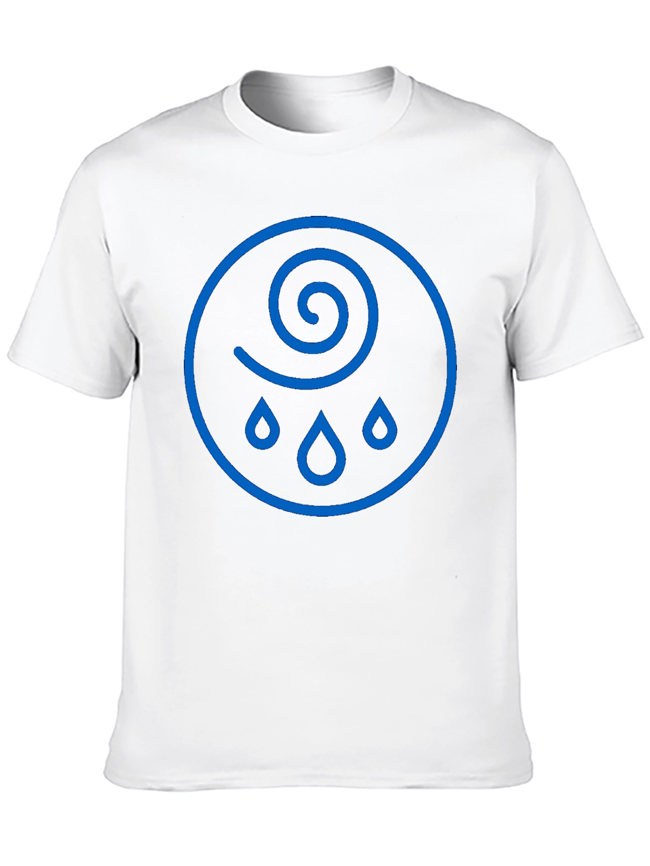 Whimsical Weather Tee - Blue Raindrop Swirl Graphic