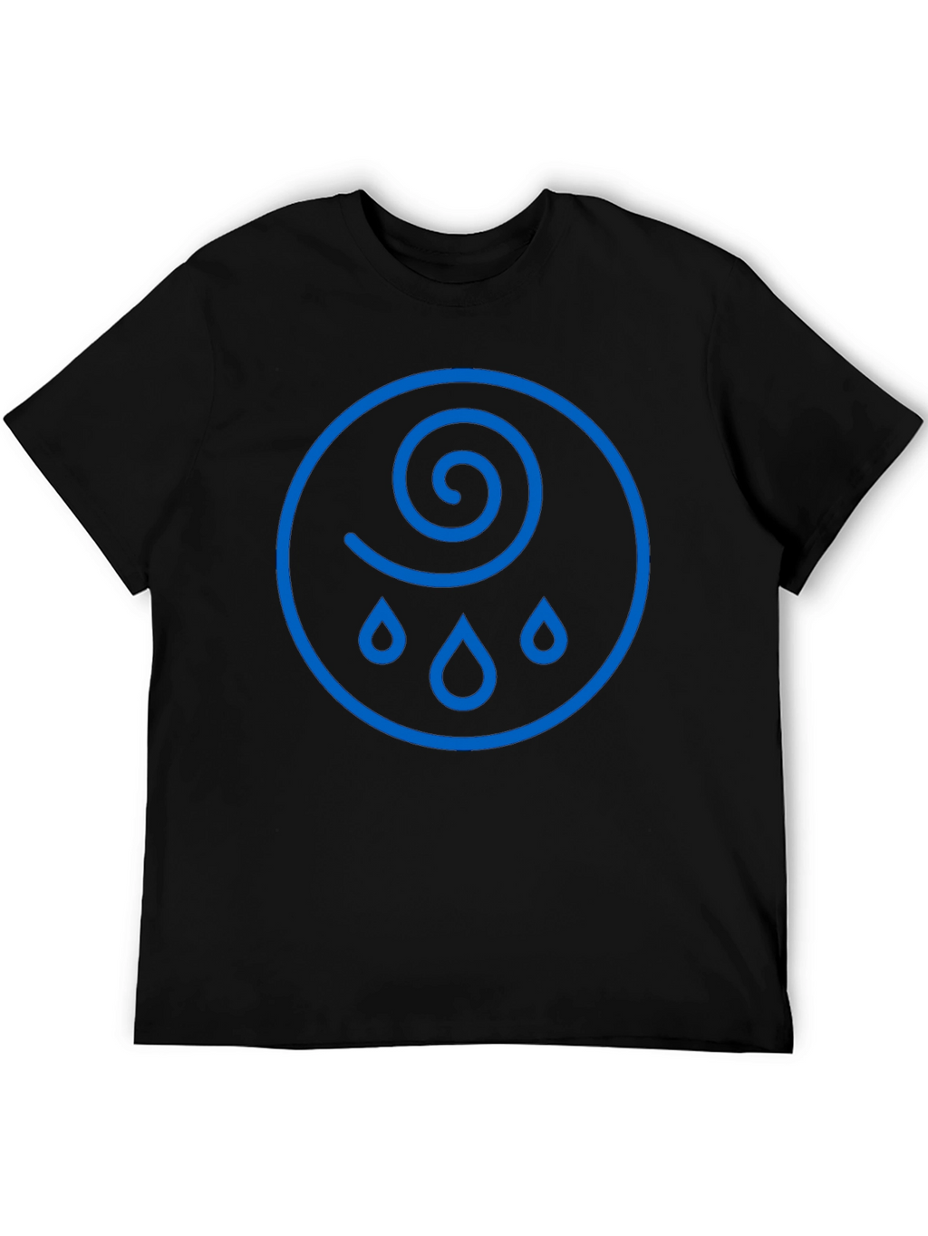 Whimsical Weather Tee - Blue Raindrop Swirl Graphic