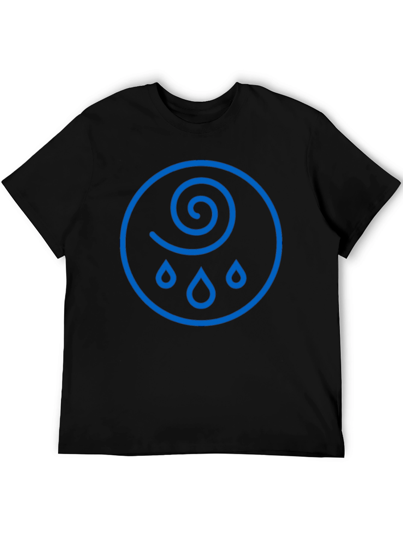 Whimsical Weather Tee - Blue Raindrop Swirl Graphic
