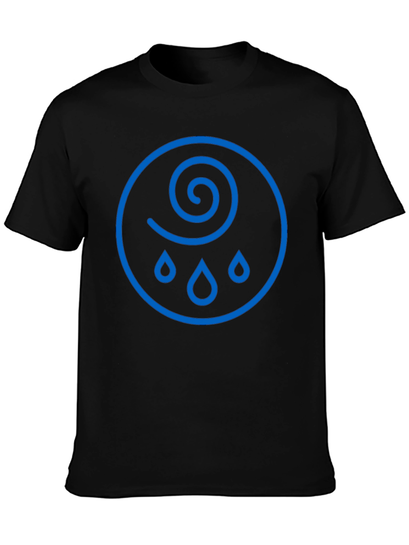 Whimsical Weather Tee - Blue Raindrop Swirl Graphic