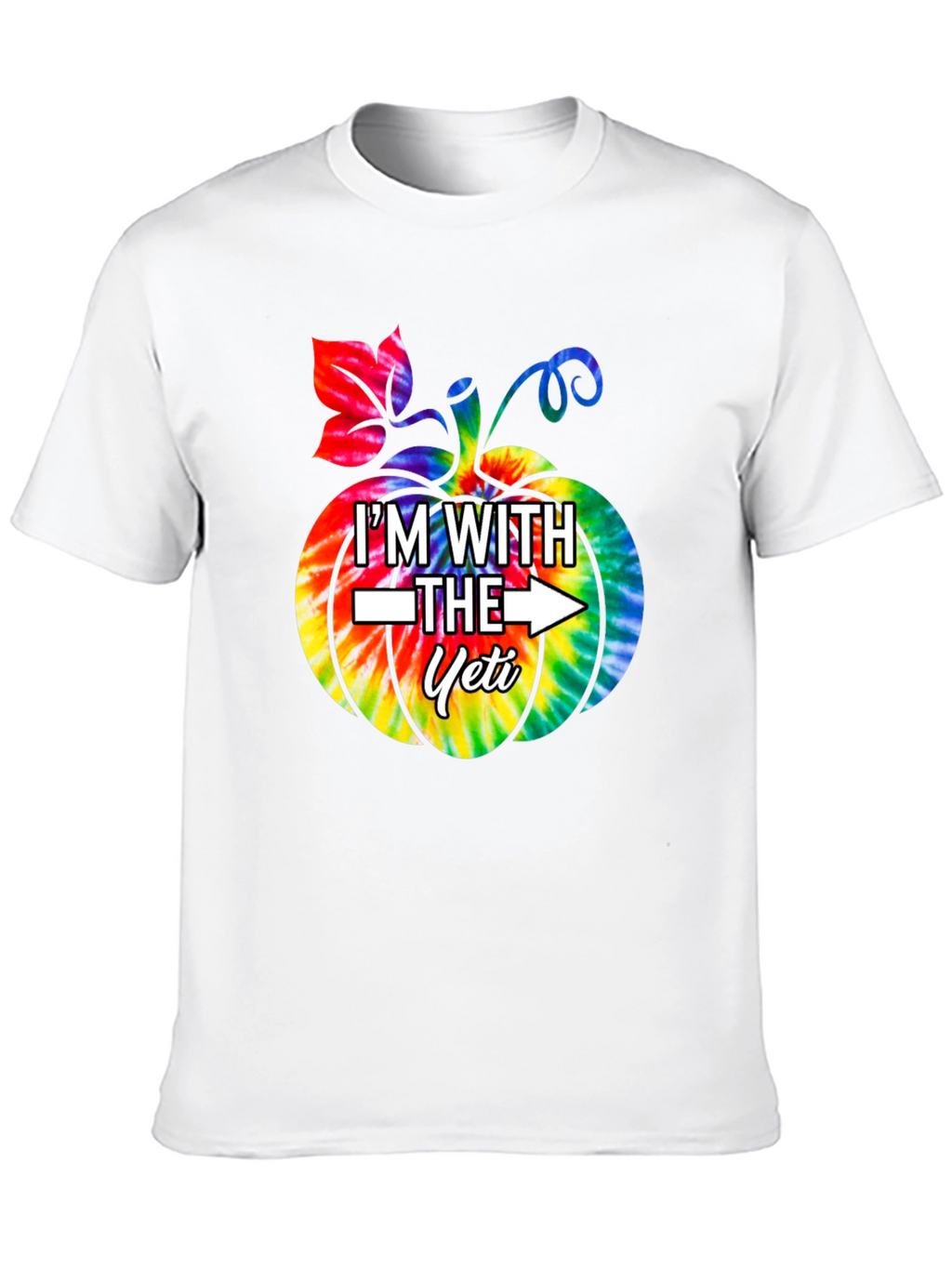 Im With the Yeti Tie-Dye Pumpkin Halloween T-Shirt