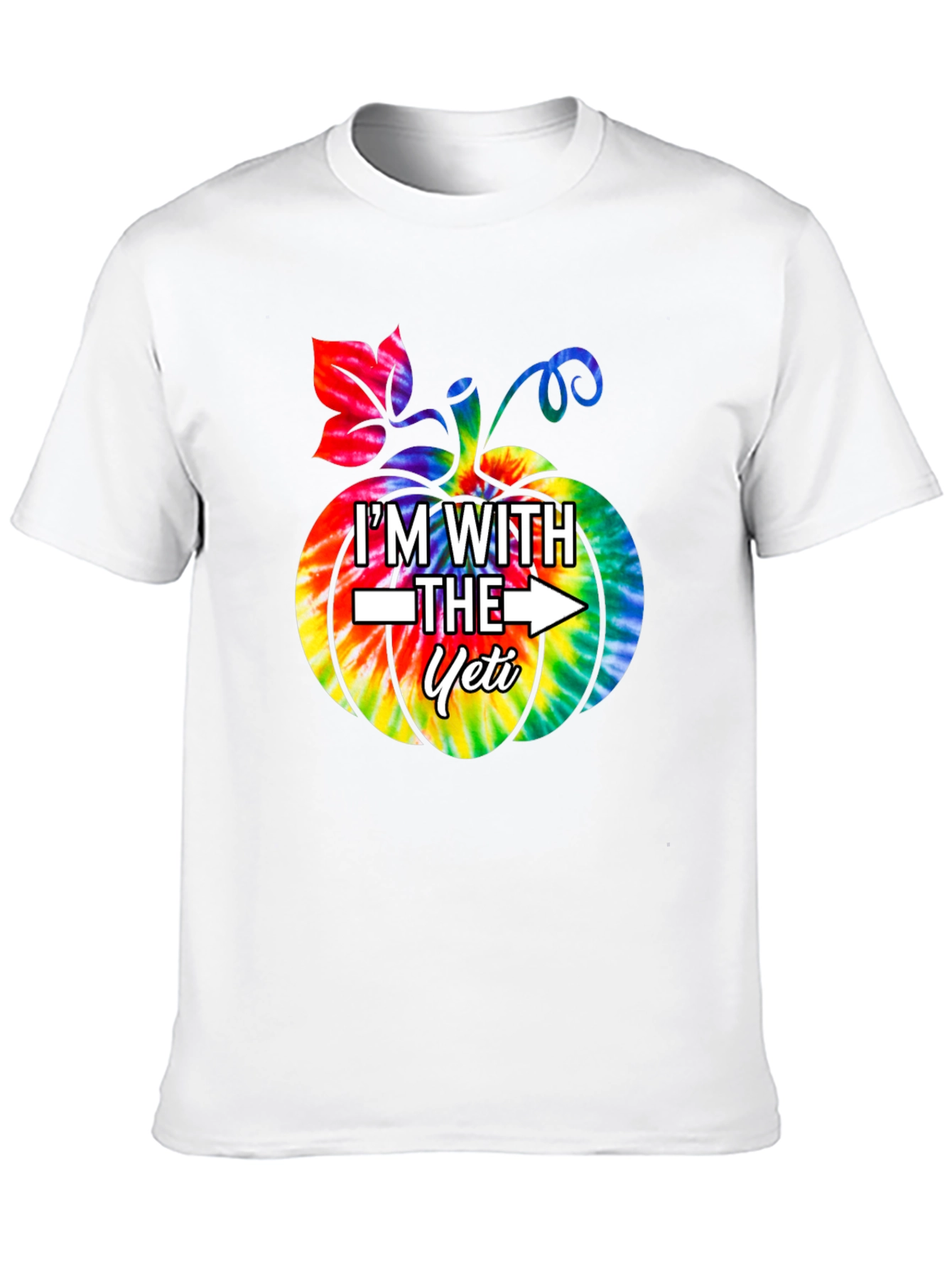 Im With the Yeti Tie-Dye Pumpkin Halloween T-Shirt