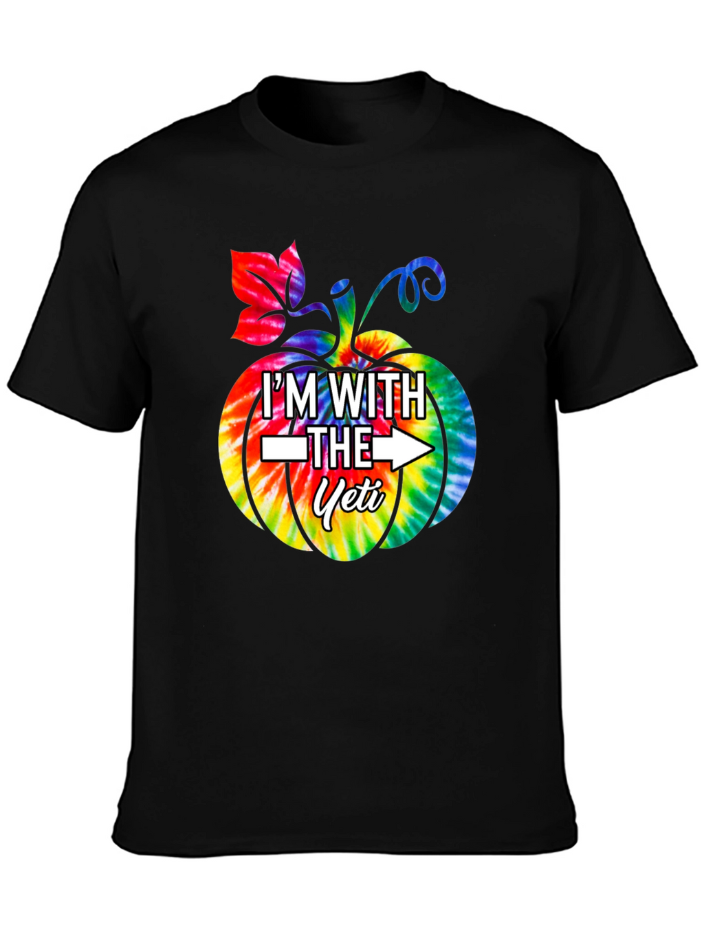 Im With the Yeti Tie-Dye Pumpkin Halloween T-Shirt