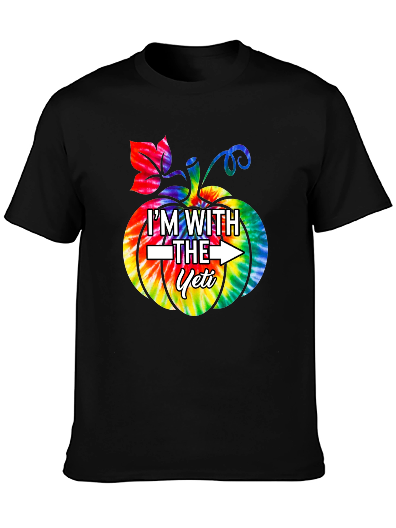 Im With the Yeti Tie-Dye Pumpkin Halloween T-Shirt