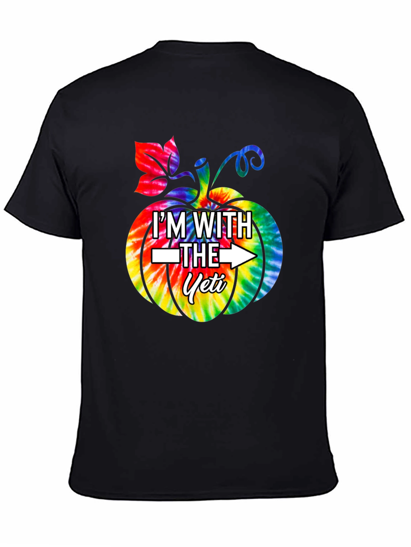 Im With the Yeti Tie-Dye Pumpkin Halloween T-Shirt