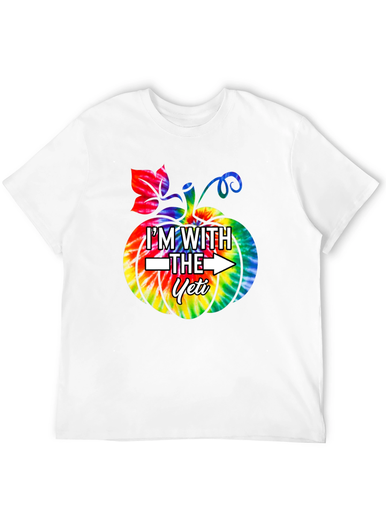 Im With the Yeti Tie-Dye Pumpkin Halloween T-Shirt